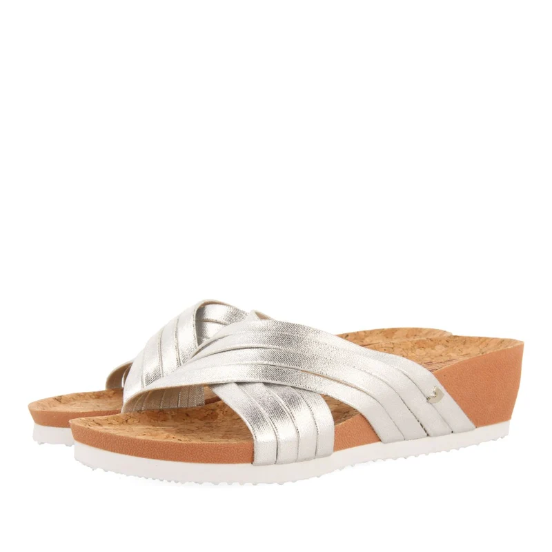 WEDGE SANDALS WITH SILVER STRAPS FOR WOMEN BREAGE