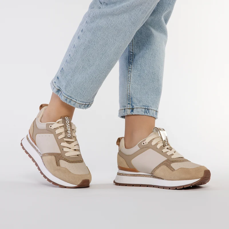 NUDE SNEAKERS WITH RHINESTONE DETAIL FOR WOMEN ISPICA