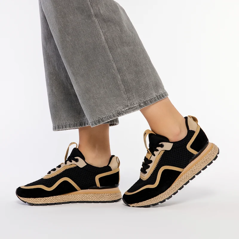 BLACK MEDITERRANEAN STYLE SNEAKERS FOR WOMEN RUKAJ