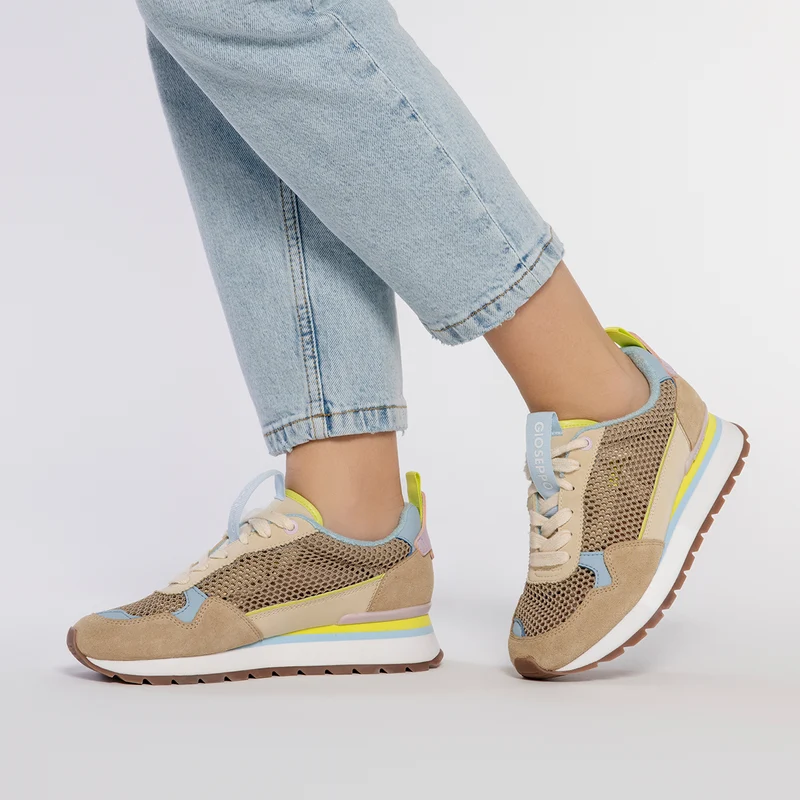 BEIGE SNEAKERS WITH MESH FABRIC FOR WOMEN VAMO