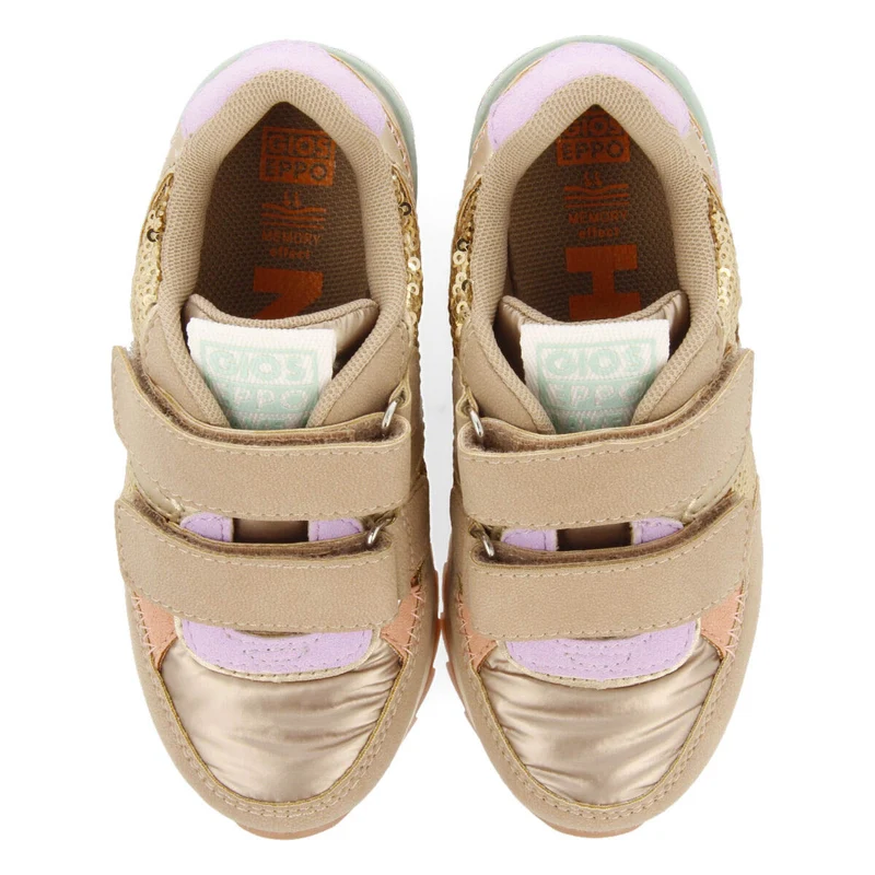 Biberw children's gold sequinned sneakers