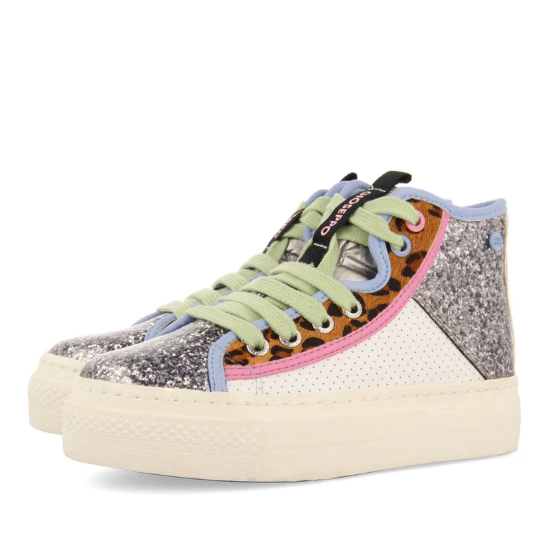 Anras children's white glittery boot-style sneakers