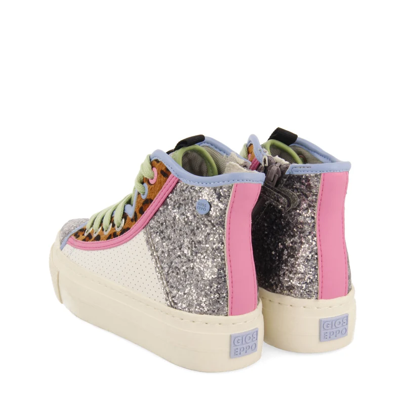 Anras children's white glittery boot-style sneakers