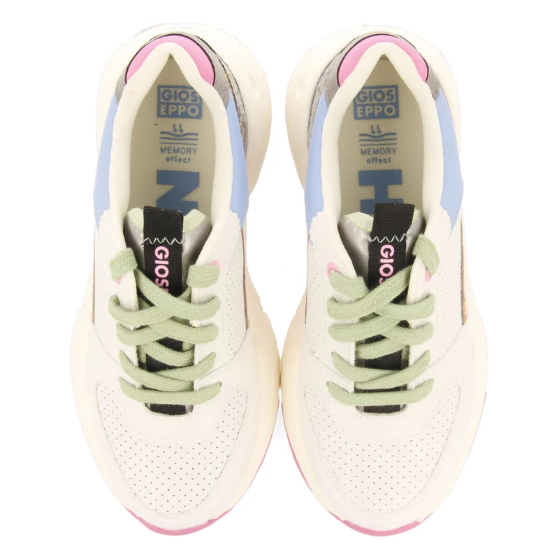 Halkirk children's white sneakers with multicoloured pieces