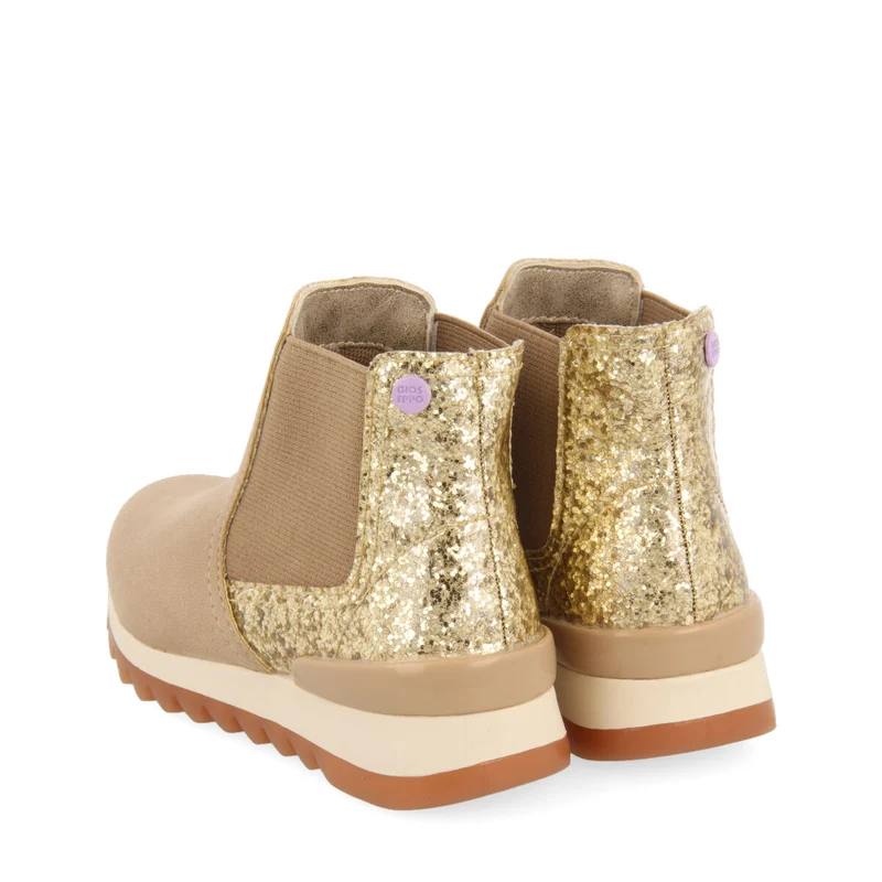 Luncarty children's chelsea boot-style sneakers with shiny gold detail