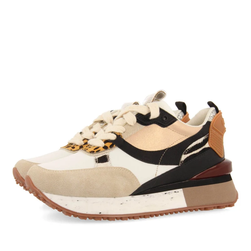 Kaprun women's white sneakers with mixed prints