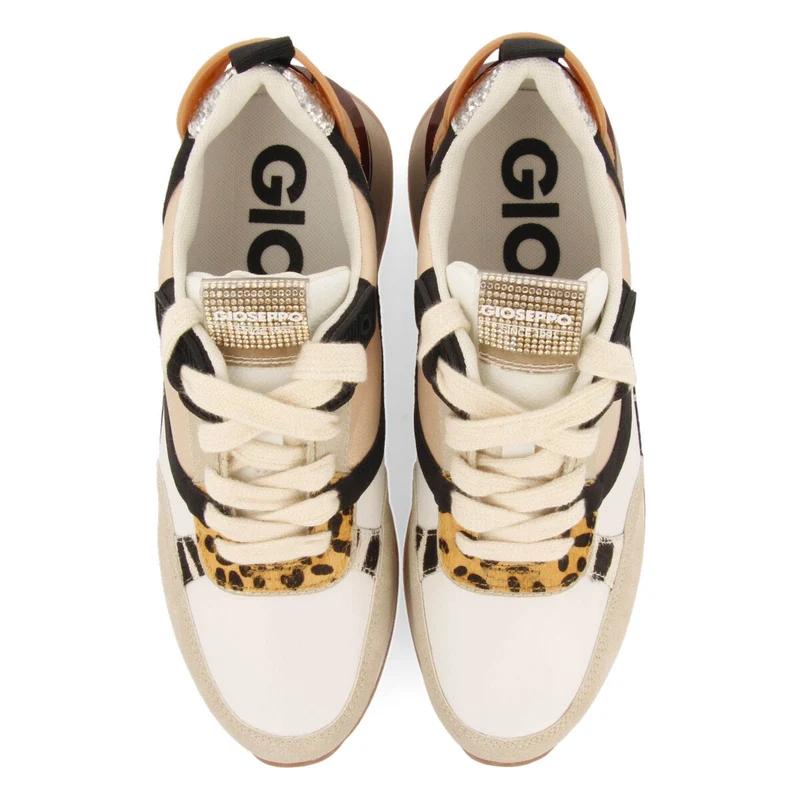 Kaprun women's white sneakers with mixed prints