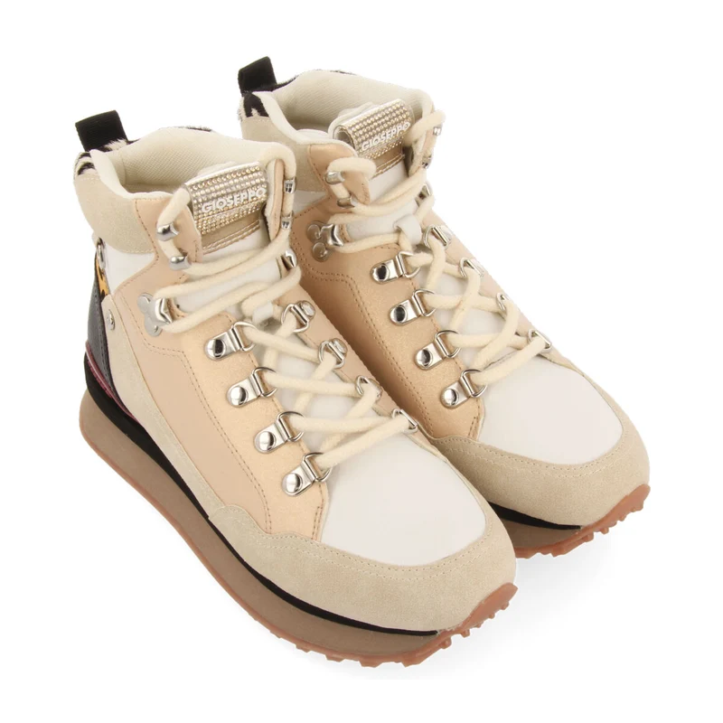 Halsnaes women's white mountain boot-style sneakers with details
