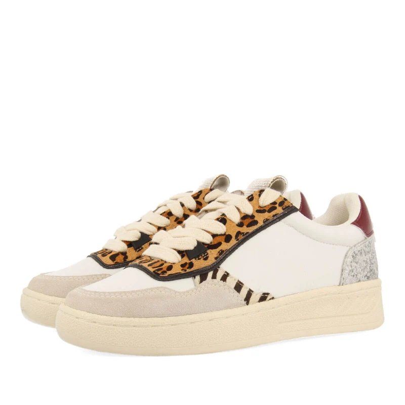 Bowdle women's white sneakers with mixed prints