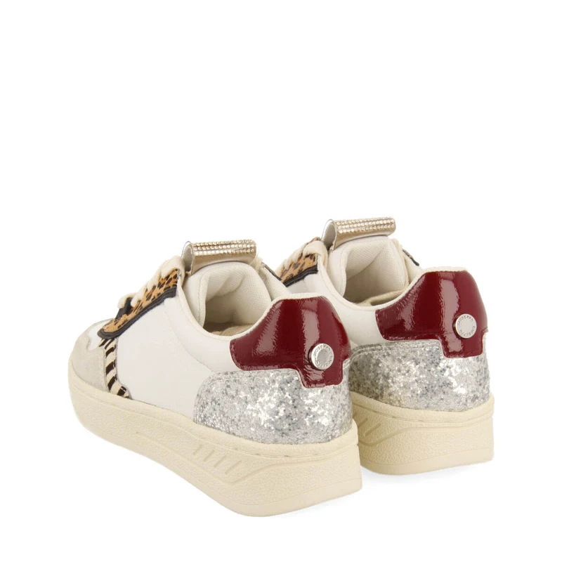Bowdle women's white sneakers with mixed prints