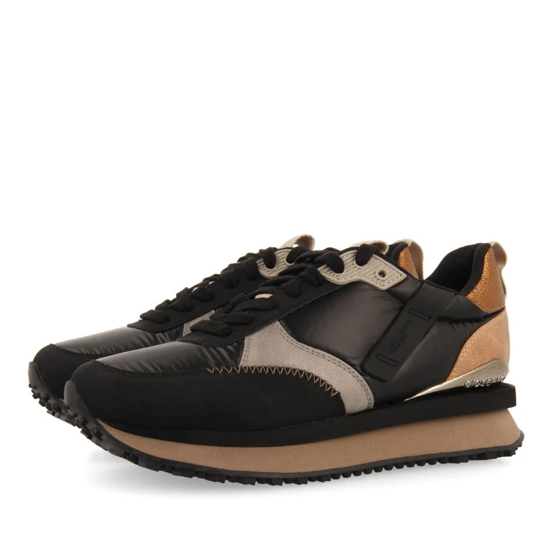 Gladsaxe women's cushioned black monochrome sneakers with details