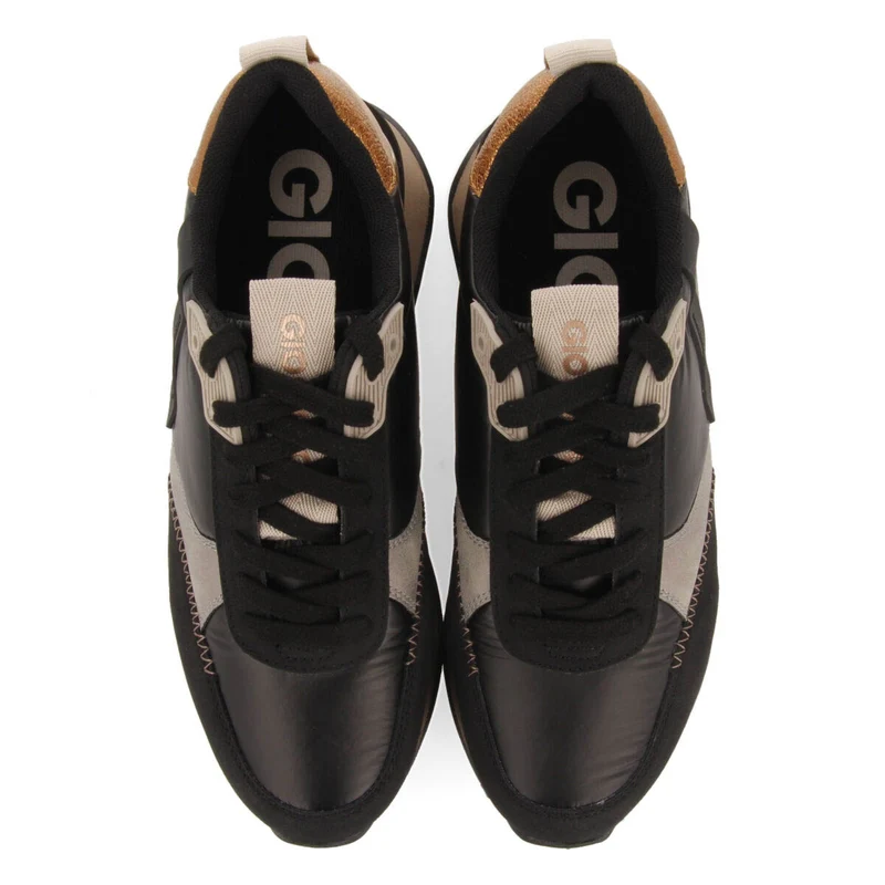 Gladsaxe women's cushioned black monochrome sneakers with details