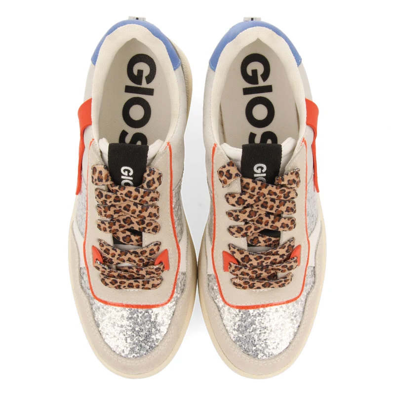 Elverum women's white sneakers with mixed prints and textures