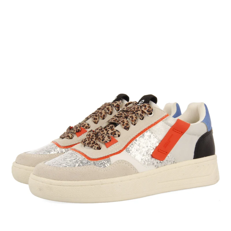 Elverum women's white sneakers with mixed prints and textures