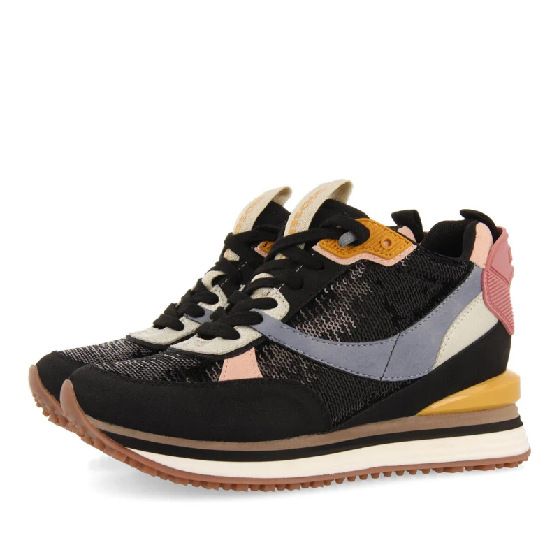 Alyth women's sneakers with black sequins and inner wedges