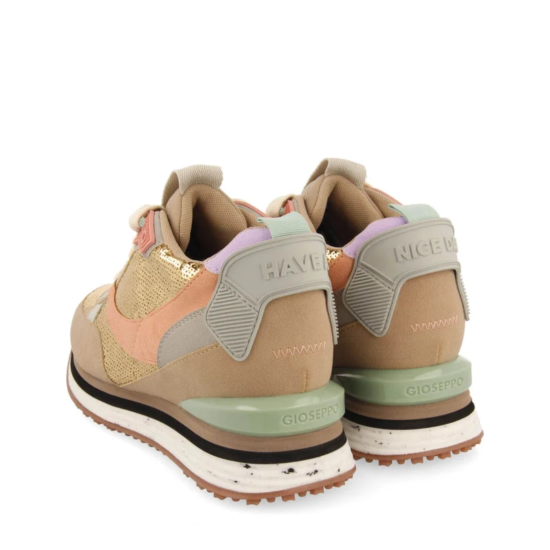 Okaton women's sneakers with gold sequins and inner wedges
