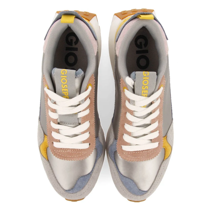 Uderns women's silver retro sneakers with pastel details