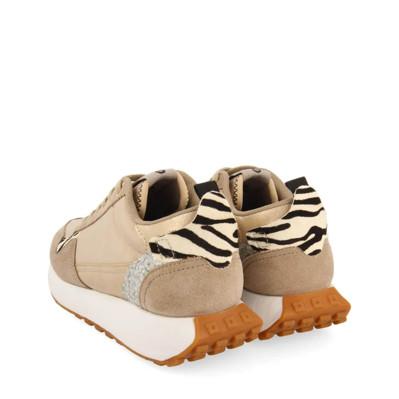 Naestved women's beige retro sneakers with animal print