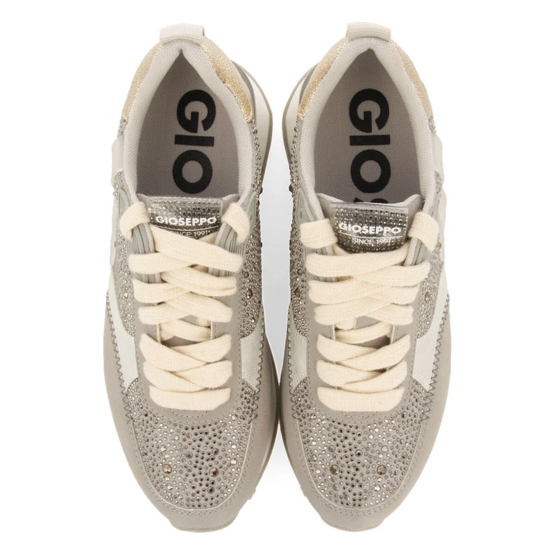 Ethan women's grey monochrome sneakers with crystals