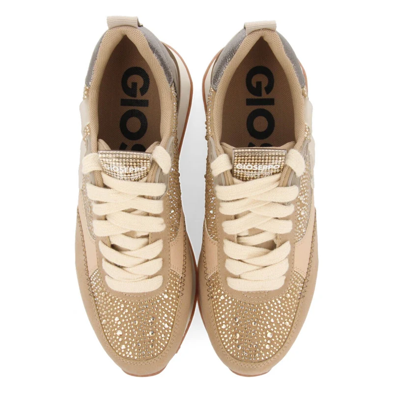 Ethan women's beige monochrome sneakers with crystals