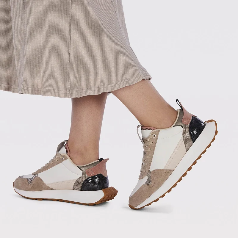 Killin women's white retro sneakers with glitter and prints
