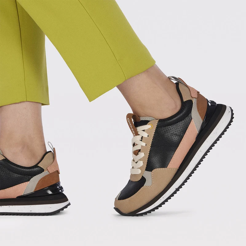 Davis women's black sneakers with multicoloured details