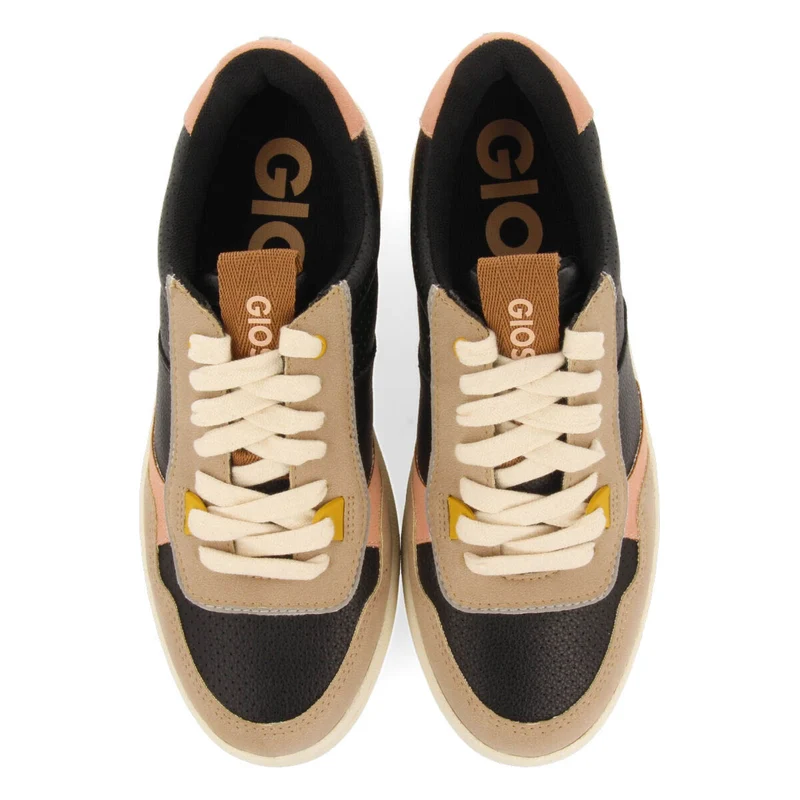 Beresford women's black retro sneakers with pastel colours