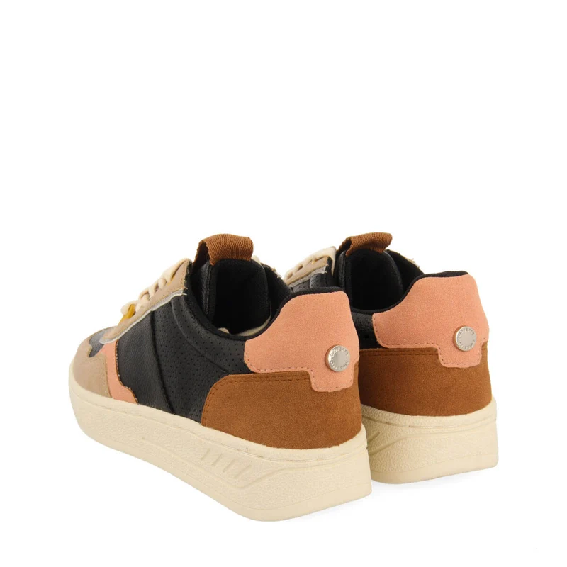 Beresford women's black retro sneakers with pastel colours