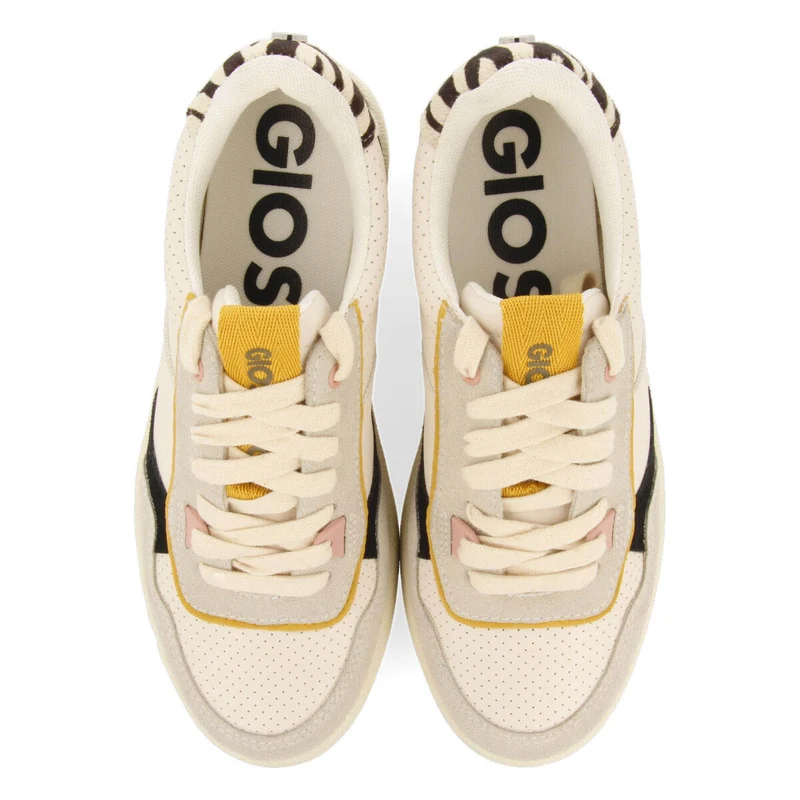Callander women's white retro sneakers with mixed prints