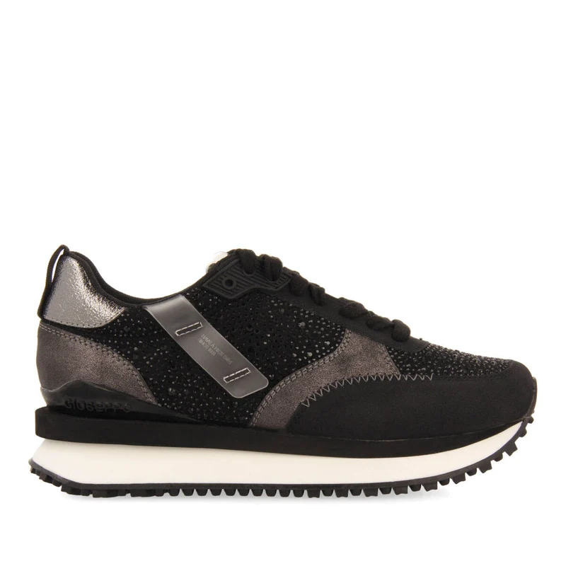 Ethan women's black monochrome sneakers with crystals