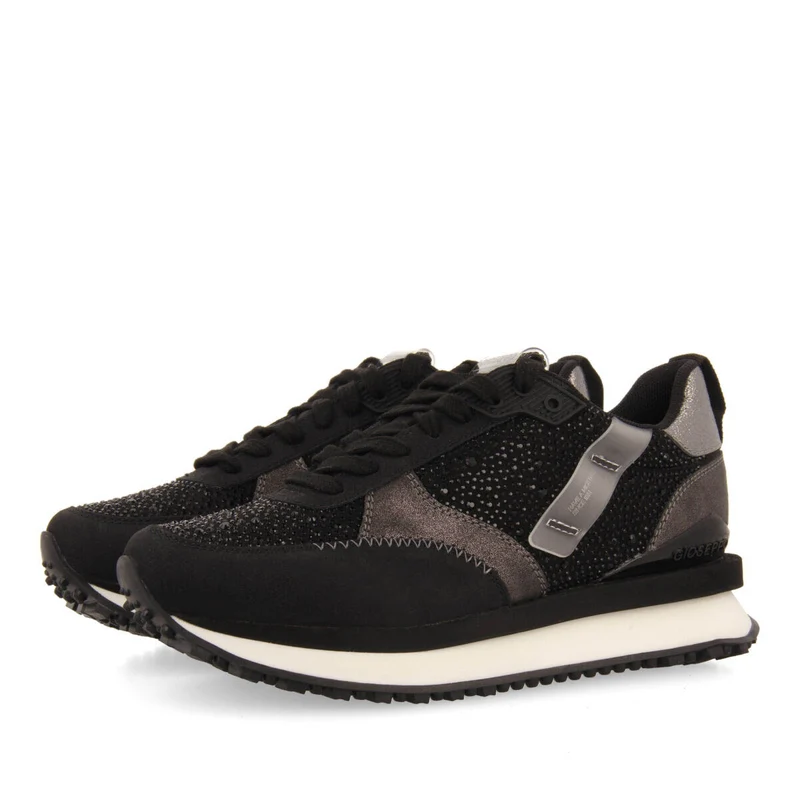 Ethan women's black monochrome sneakers with crystals