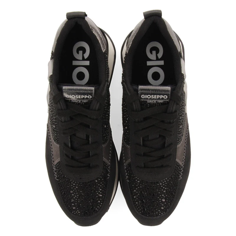 Ethan women's black monochrome sneakers with crystals