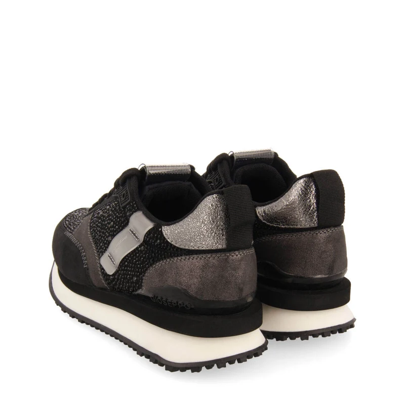 Ethan women's black monochrome sneakers with crystals