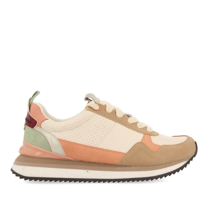 Davis women's cream sneakers with multicoloured details