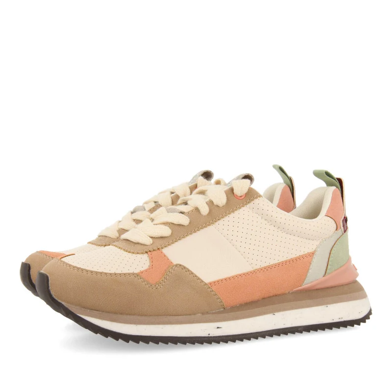 Davis women's cream sneakers with multicoloured details