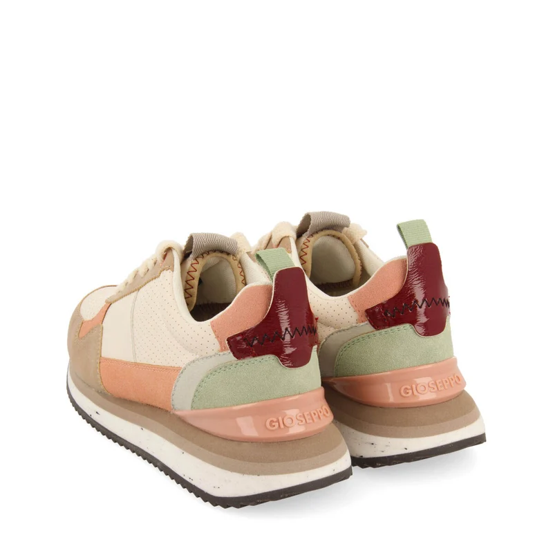 Davis women's cream sneakers with multicoloured details