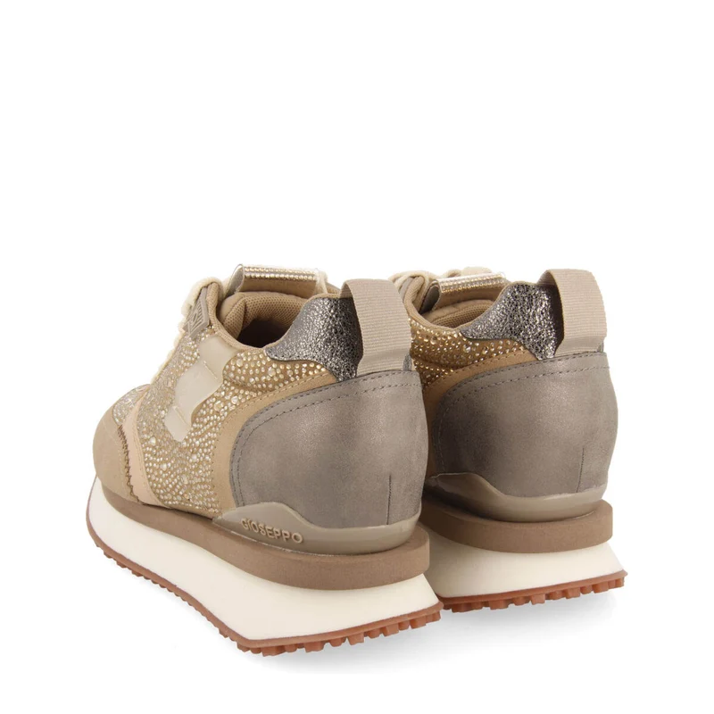 Hanko women's beige monochrome sneakers with crystals