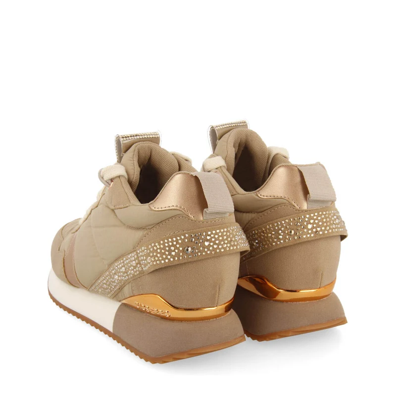 Allanton women's beige monochrome sneakers with inner wedges and crystals