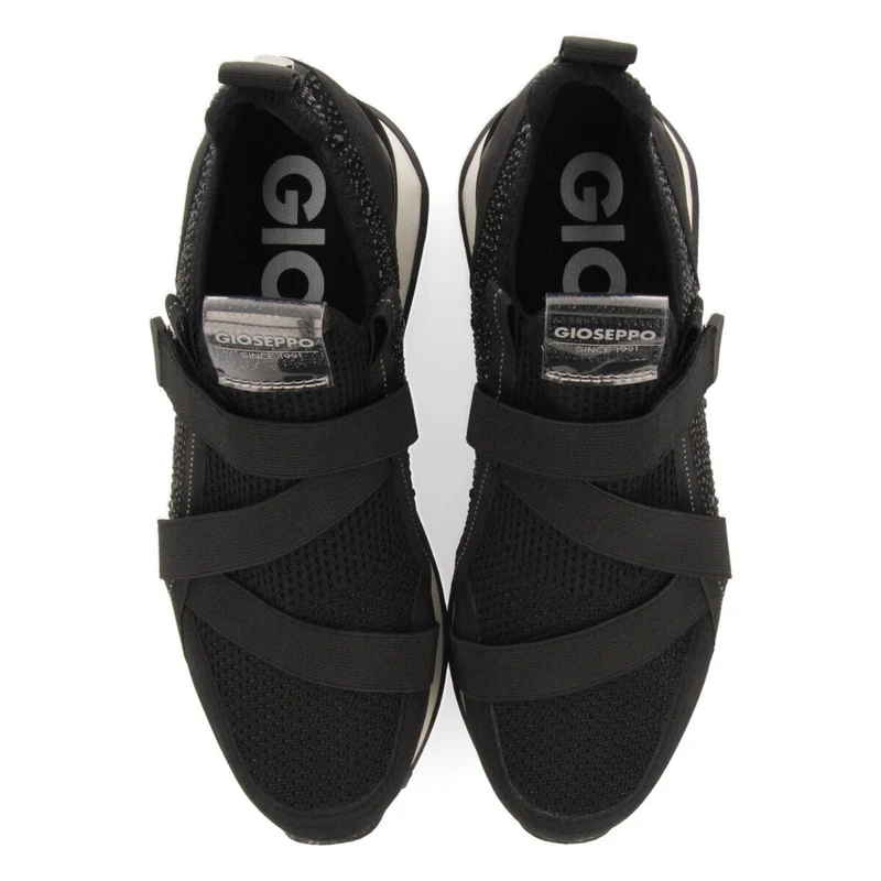 Drongan women's black monochrome sock-style sneakers with crystals