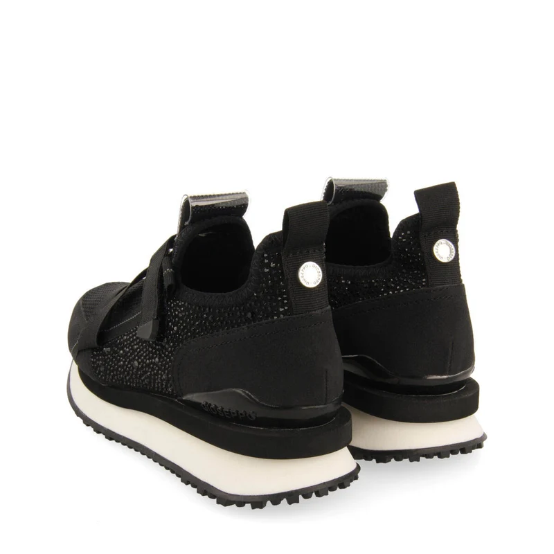 Drongan women's black monochrome sock-style sneakers with crystals