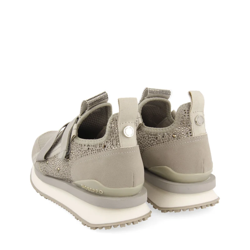 Drongan women's grey monochrome sock-style sneakers with crystals