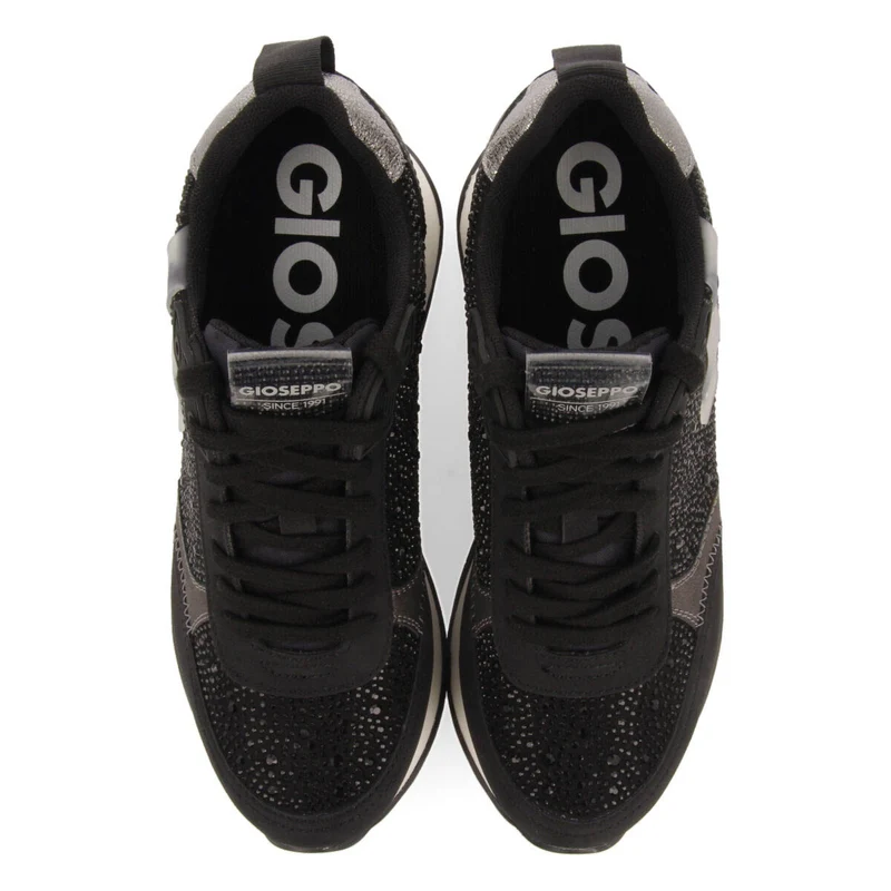Hanko women's black monochrome sneakers with crystals