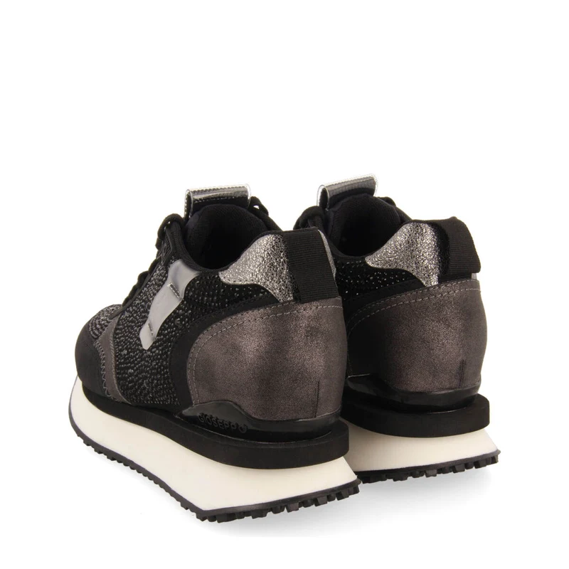 Hanko women's black monochrome sneakers with crystals