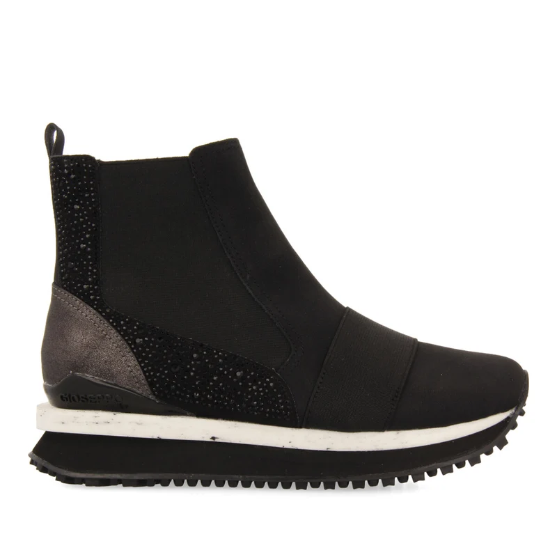 Eggedal women's black chelsea boot-style sneakers with crystals