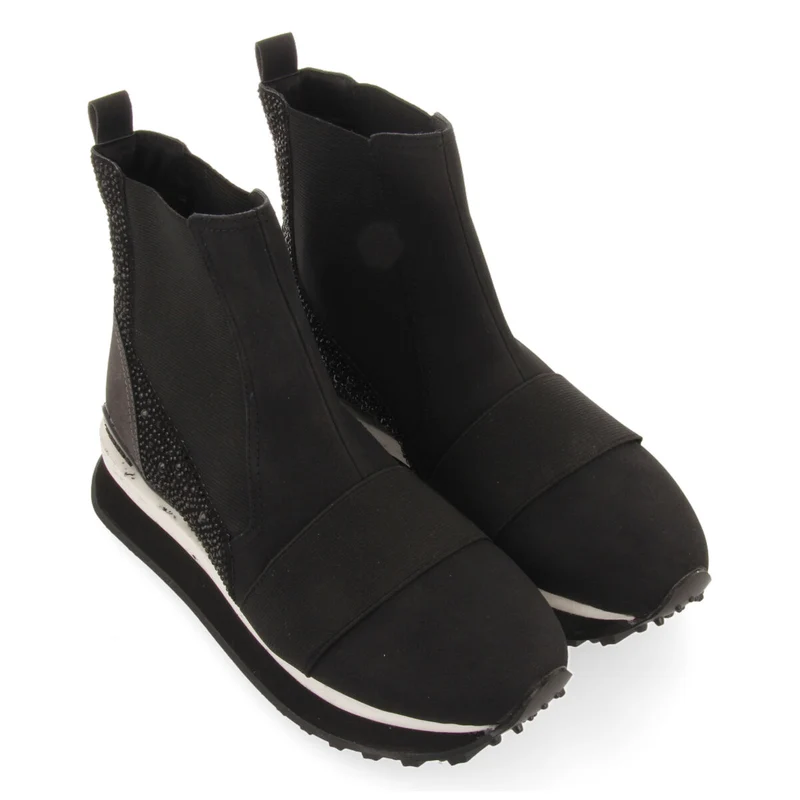 Eggedal women's black chelsea boot-style sneakers with crystals