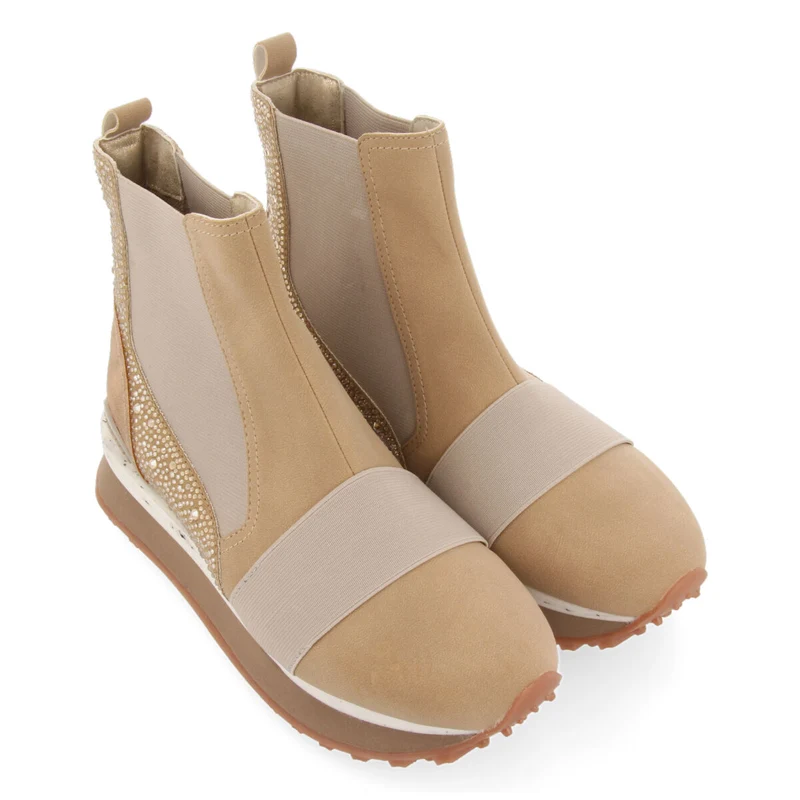 Eggedal women's beige chelsea boot-style sneakers with crystals