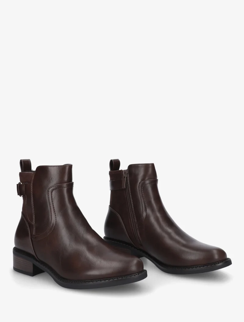 Bottines en simili et suédine - Marron