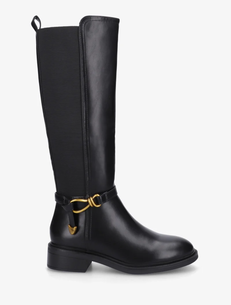 Bottes style cavalière à boucle fantaisie - Noir