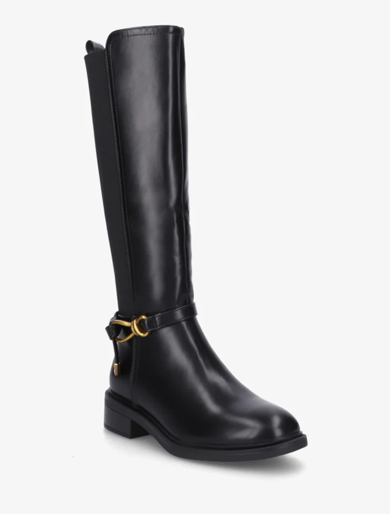 Bottes style cavalière à boucle fantaisie - Noir