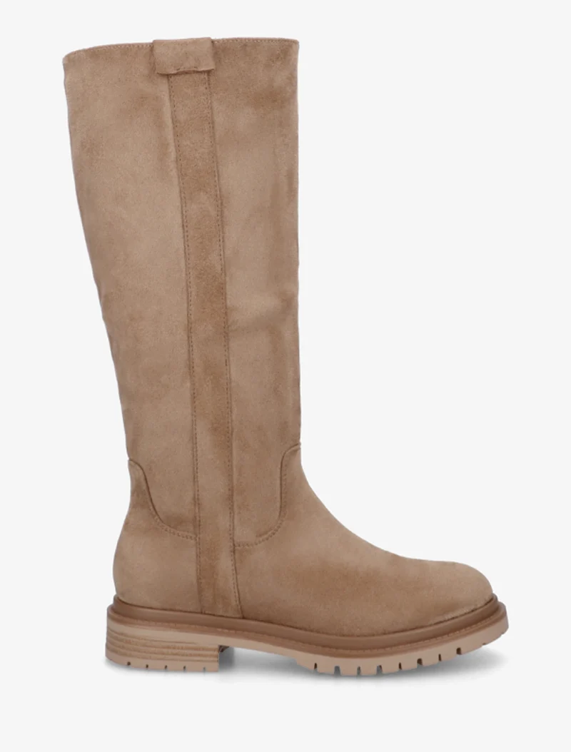 Bottes en suédine à semelle crantée - Taupe